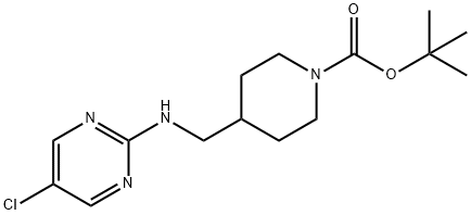 4-[(5-Chloro-pyrimidin-2-ylamino)-methyl]-piperidine-1-carboxylic acid tert-butyl ester Struktur