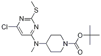 4-[(6-Chloro-2-methylsulfanyl-pyrimidin-4-yl)-methyl-amino]-piperidine-1-carboxylic acid tert-butyl ester 化学構造式