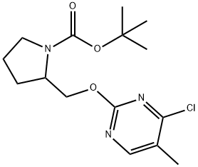2-(4-Chloro-5-methyl-pyrimidin-2-yloxymethyl)-pyrrolidine-1-carboxylic acid tert-butyl ester Struktur