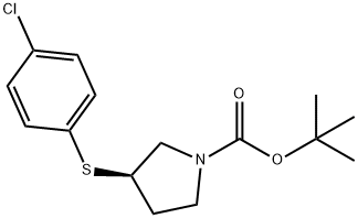 (R)-3-(4-Chloro-phenylsulfanyl)-pyrrolidine-1-carboxylic acid tert-butyl ester Struktur