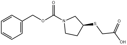 (S)-3-CarboxyMethylsulfanyl-pyrrolidine-1-carboxylic acid benzyl ester Struktur