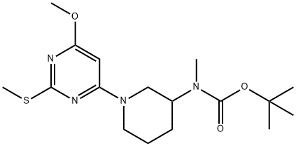 [1-(6-甲氧基-2-甲硫基-嘧啶-4-基)-哌啶-3-基]-甲基-氨基甲酸叔丁基酯 结构式