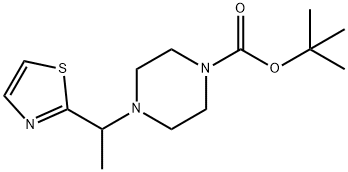 4-(1-Thiazol-2-yl-ethyl)-piperazine-1-carboxylic acid tert-butyl ester 化学構造式