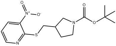 3-(3-硝基吡啶-2-基硫烷基甲基)-吡咯烷-1-羧酸叔丁基酯 结构式