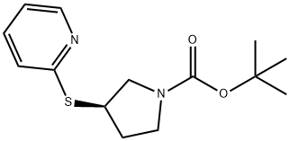 (R)-3-(Pyridin-2-ylsulfanyl)-pyrrolidine-1-carboxylic acid tert-butyl ester 化学構造式
