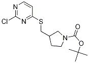 3-(2-Chloro-pyriMidin-4-ylsulfanylM
ethyl)-pyrrolidine-1-carboxylic aci
d tert-butyl ester 结构式