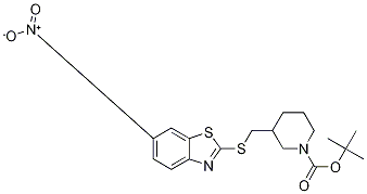 3-(6-Nitro-benzothiazol-2-ylsulfany
lMethyl)-piperidine-1-carboxylic ac
id tert-butyl ester,,结构式