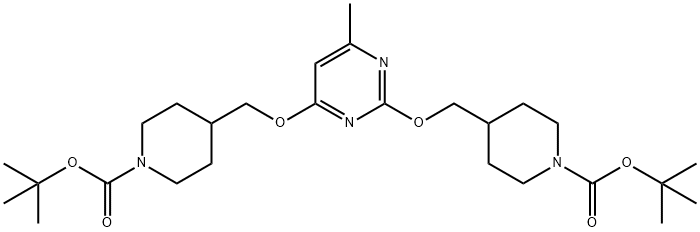 tert-butyl 4-(((2-(1-(tert-butoxycarbonyl)piperidin-4-yloxy)Methyl)-6-MethylpyriMidin-4-yloxy)Methyl)piperidine-1-carboxylate Struktur