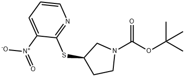 (R)-3-(3-硝基吡啶-2-基硫烷基)-吡咯烷-1-羧酸叔丁基酯 结构式