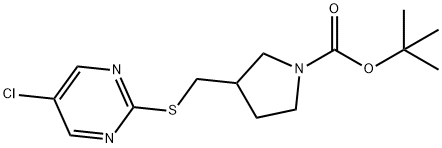 3-(5-Chloro-pyriMidin-2-ylsulfanylM
ethyl)-pyrrolidine-1-carboxylic aci
d tert-butyl ester Struktur