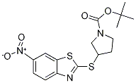 3-(6-Nitro-benzothiazol-2-ylsulfany
l)-pyrrolidine-1-carboxylic acid te
rt-butyl ester 化学構造式