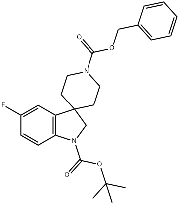 1'-benzyl 1-tert-butyl 5-fluorospiro[indoline-3,4'-piperidine]-1,1'-dicarboxylate Struktur