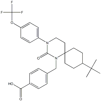 4-((9-(tert-butyl)-2-oxo-3-(4-(trifluoroMethoxy)phenyl)-1,3-diazaspiro[5.5]undecan-1-yl)Methyl)benzoic acid Struktur