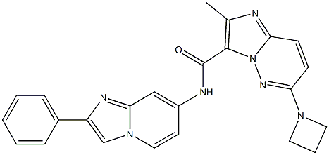 6-(azetidin-1-yl)-2-Methyl-N-(2-phenyliMidazo[1,2-a]pyridin-7-yl)iMidazo[1,2-b]pyridazine-3-carboxaMide,,结构式