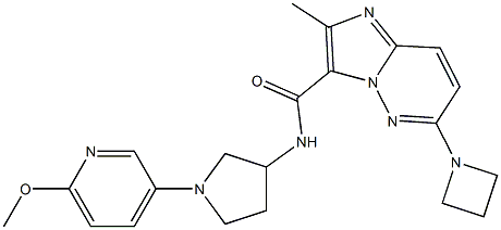 6-(azetidin-1-yl)-N-(1-(6-Methoxypyridin-3-yl)pyrrolidin-3-yl)-2-MethyliMidazo[1,2-b]pyridazine-3-carboxaMide 结构式