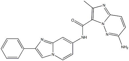 6-aMino-2-Methyl-N-(2-phenyliMidazo[1,2-a]pyridin-7-yl)iMidazo[1,2-b]pyridazine-3-carboxaMide,,结构式