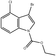 3-溴-4-氯吲哚-1-甲酸乙酯, 1375064-58-6, 结构式