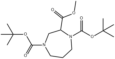 1,4-di-tert-butyl 2-Methyl 1,4-diazepane-1,2,4-tricarboxylate Struktur