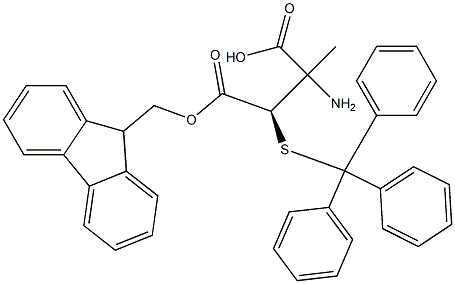 (R)-FMoc-2-aMino-2-Methyl-3-tritylsulfanyl-propionic acid 化学構造式