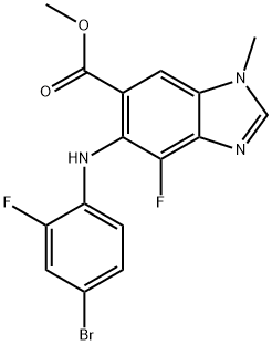 Methyl 5-((4-broMo-2-fluorophenyl)aMino)-4-fluoro-1-Methyl-1H-benzo[d]iMidazole-6-carboxylate Structure