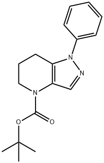 1-Phenyl-1,5,6,7-tetrahydro-pyrazolo[4,3-b]pyridine-4-carboxylic acid tert-butyl ester 化学構造式