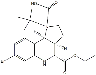 (3AS,4R,9BS)-1-TERT-BUTYL 4-ETHYL 7-BROMO-3,3A,4,5-TETRAHYDRO-1H-PYRROLO[3,2-C]QUINOLINE-1,4(2H,9BH)-DICARBOXYLATE 结构式