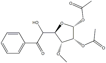 1,2-Di-O-acetyl-5-benzoyl-3-O-Methyl-alpha-D-ribofuranose Structure