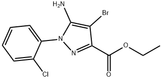 5 -氨基-4-溴- 1 - (2 -氯苯基)-1H -吡唑-3-甲酸乙酯, 1269292-74-1, 结构式