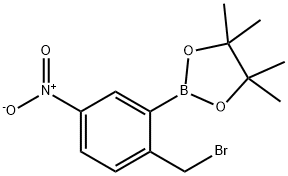 2-(2-(溴甲基)-5-硝基苯基)-4,4,5,5-四甲基-1,3,2-二氧硼杂环戊烷 结构式