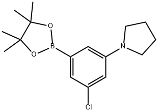 1-(3-氯-5-(4,4,5,5-四甲基-1,3,2-二氧硼杂环戊烷-2-基)苯基)吡咯啉 结构式