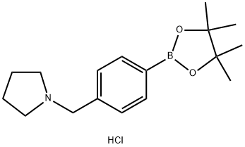 1-{[4-(Tetramethyl-1,3,2-dioxaborolan-2-yl)phenyl]methyl}pyrrolidine hydrochloride Struktur