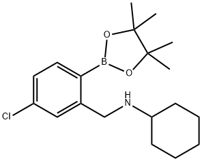 N-{[5-chloro-2-(tetramethyl-1,3,2-dioxaborolan-2-yl)phenyl]methyl}cyclohexanamine 化学構造式