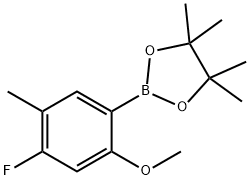 2-(4-Fluoro-2-methoxy-5-methylphenyl)-4,4,5,5-tetramethyl-1,3,2-dioxaborolane, 2096334-36-8, 结构式