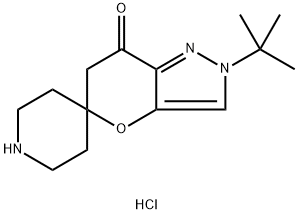 2'-tert-butyl-2'H-spiro[piperidine-4,5'-pyrano[3,2-c]pyrazol]-7'(6'H)-one hydrochloride Structure