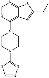 4-(4-(1,3,4-thiadiazol-2-yl)piperazin-1-yl)-6-ethylthieno[2,3-d]pyriMidine 结构式