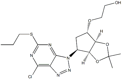 2-(((3aR,4S,6S,6aS)-6-(7-chloro-5-(propylthio)-3H-[1,2,3]triazolo[4,5-d]pyriMidin-3-yl)-2,2-diMethyltetrahydro-3aH-cyclopenta[d][1,3]dioxol-4-yl)oxy)ethanol 结构式