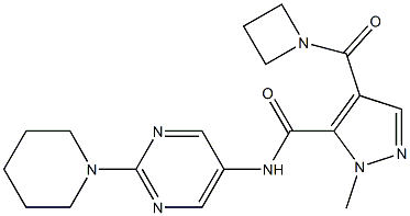 4-(azetidine-1-carbonyl)-1-Methyl-N-(2-(piperidin-1-yl)pyriMidin-5-yl)-1H-pyrazole-5-carboxaMide 结构式