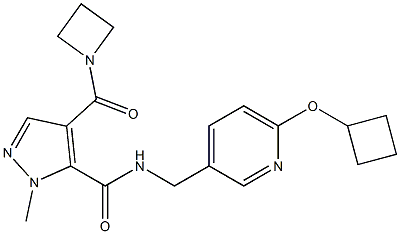 4-(azetidine-1-carbonyl)-N-((6-cyclobutoxypyridin-3-yl)Methyl)-1-Methyl-1H-pyrazole-5-carboxaMide,,结构式
