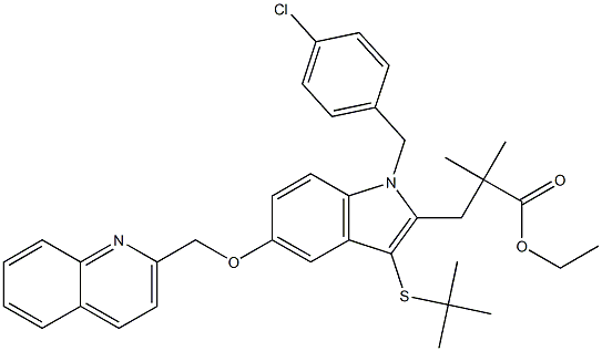 ethyl 3-(3-(tert-butylthio)-1-(4-chlorobenzyl)-5-(quinolin-2-ylMethoxy)-1H-indol-2-yl)-2,2-diMethylpropanoate Struktur