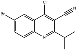 6-溴-4-氯-2-异丙基喹啉-3-甲腈,1446282-16-1,结构式