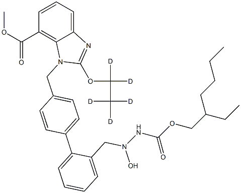 N-[ 2-Ethoxy-d5-1-[[2'-[(hydroxyaMino)Methyl][1,1'-biphenyl]-4-yl]Methyl]-1H-benziMidazole-7-carboxylic Acid Methyl Ester]carbaMic Acid 2-Ethylhexyl Ester Structure