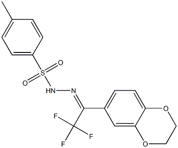 (Z)-N'-(1-(2,3-dihydrobenzo[b][1,4]dioxin-6-yl)-2,2,2-trifluoroethylidene)-4-Methylbenzenesulfonohydrazide,,结构式