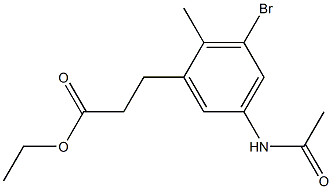 (5-乙酰氨基-3-溴-2-甲基苯基)丙酸乙酯 结构式