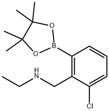 {[2-chloro-6-(tetramethyl-1,3,2-dioxaborolan-2-yl)phenyl]methyl}(ethyl)amine Structure