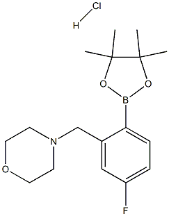 4-{[5-Fluoro-2-(tetramethyl-1,3,2-dioxaborolan-2-yl)phenyl]methyl}morpholine hydrochloride 结构式