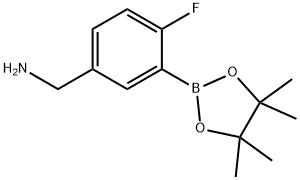 [4-Fluoro-3-(tetramethyl-1,3,2-dioxaborolan-2-yl)phenyl]methanamine, 1544673-68-8, 结构式