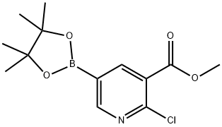 2-氯-5-(4,4,5,5-四甲基-1,3,2-二氧杂环戊硼烷-2-基)烟酸甲酯 结构式