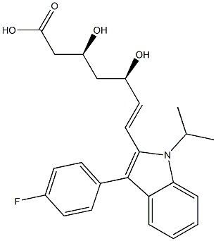 Fluvastatin for System Suitability (25 mg) (Fluvastatin sodium and fluvastatin sodium anti-isomer ([R*,R*-E]-(+/-)-7-[3-(4-Fluorophenyl)-1-(methylethyl)-1H-indol-2-yl]-3,5-dihydroxy-6-heptenoic acid monosodium salt)),,结构式