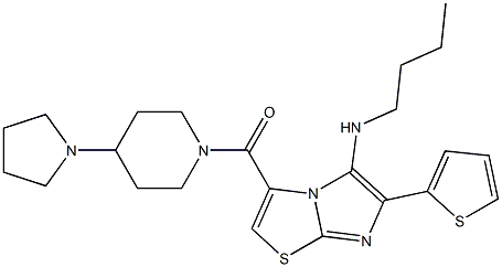 (5-(butylaMino)-6-(thiophen-2-yl)iMidazo[2,1-b]thiazol-3-yl)(4-(pyrrolidin-1-yl)piperidin-1-yl)Methanone,,结构式