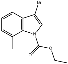 3-溴-7-甲基吲哚-1-甲酸乙酯, 1375064-43-9, 结构式